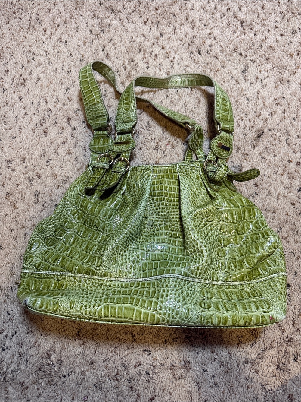 Jessica Simpson Olive Green Croc-Embossed Shoulder Bag - Picture 3 of 11